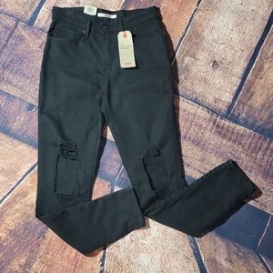 Levi's 721 Size 4 High-Rise skinny distressed black denim